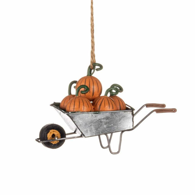 Pumpkins In Wheele Barrow Hanging Decoration