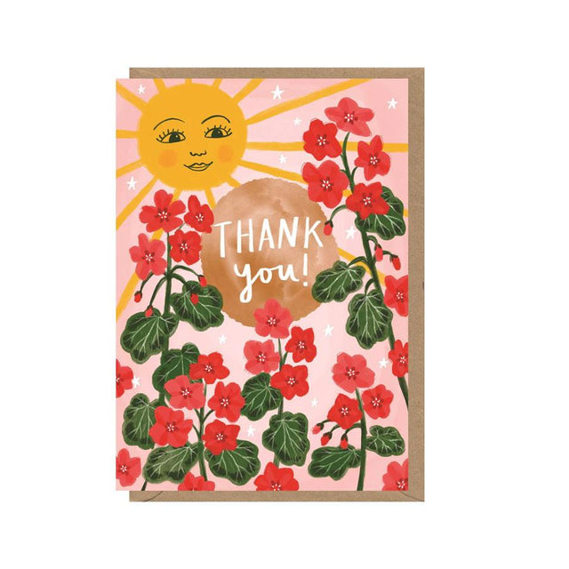 Thank You Sunshine & Red Flowers Card