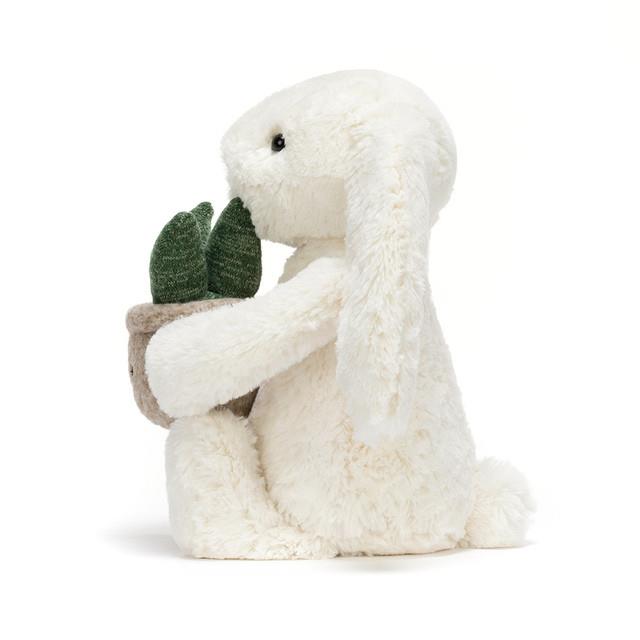 Jellycat Cream Bunny with Plant Side Facing