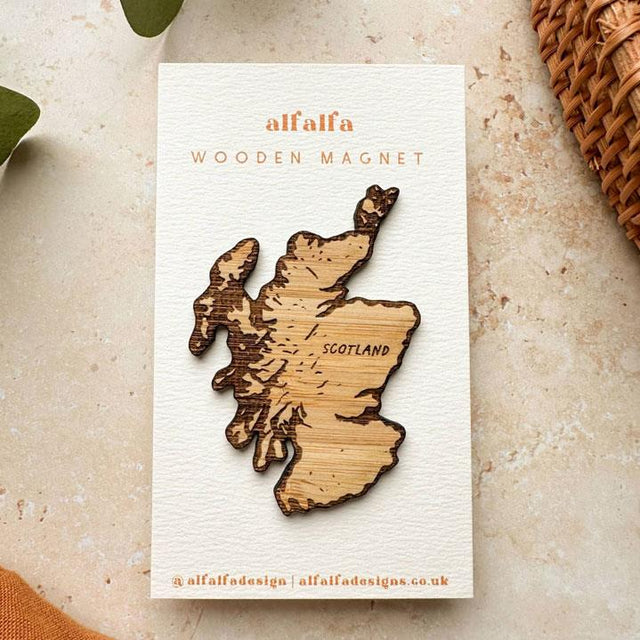Scotland Map Wood Magnet on Backing Card