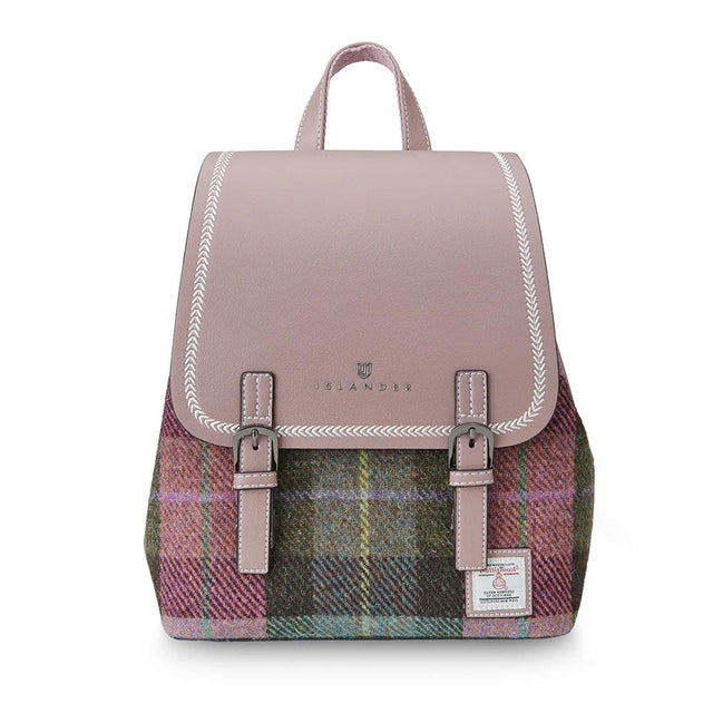 Harris Tweed Pink and Green Tartan Jura Backpack