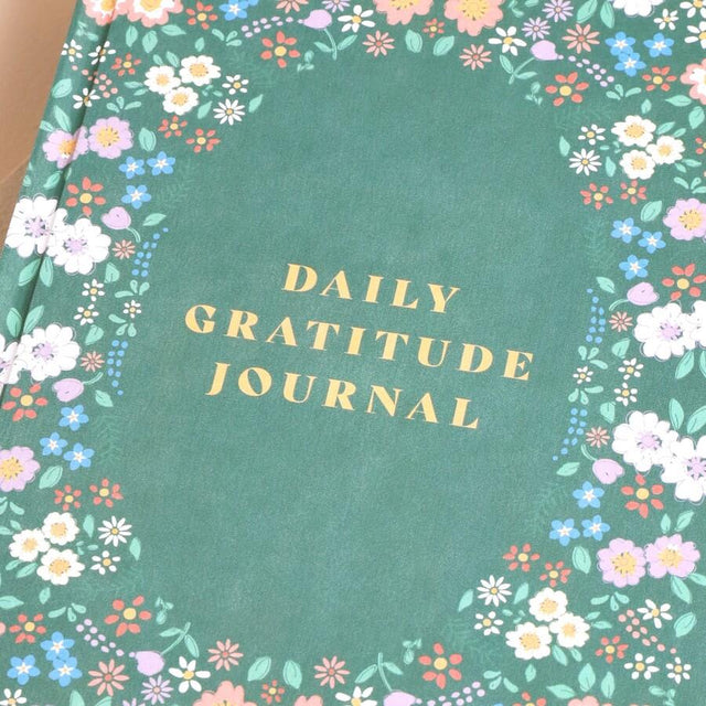 Green Floral Daily Gratitude Journal Close Up