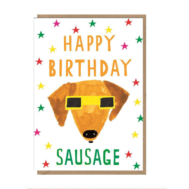 Birthday Sausage Dog Neon Card