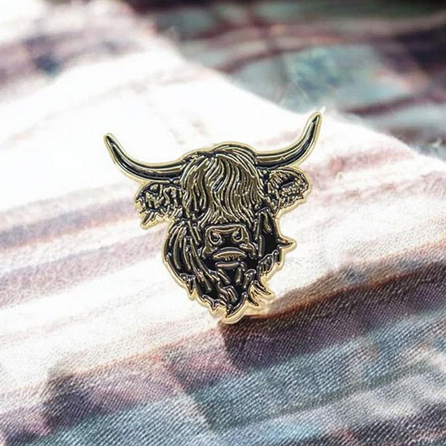 Black and Gold Heilan Coo Enamel Pin Badge