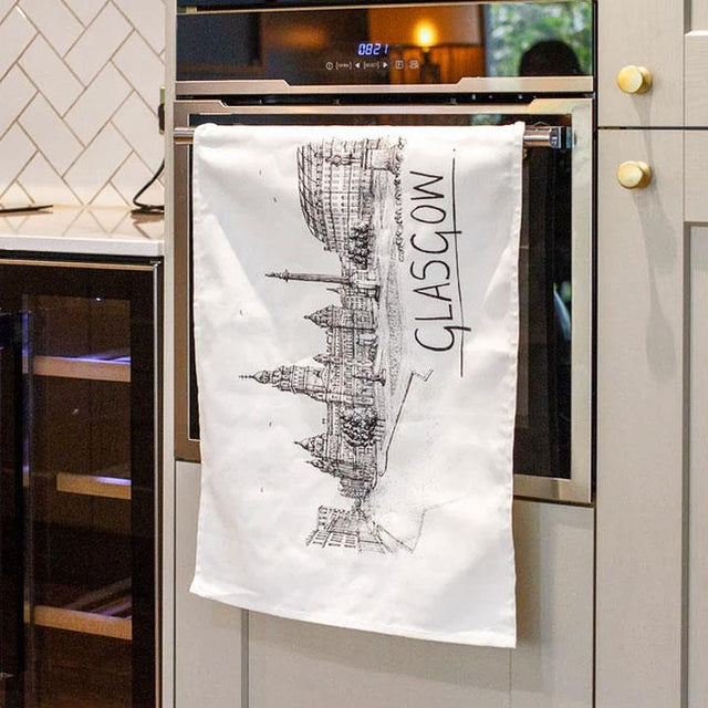 Illustrated Glasgow Skyline Tea Towel