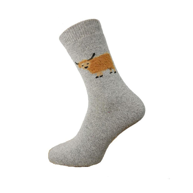 Light Grey Highland Cow Men's Socks