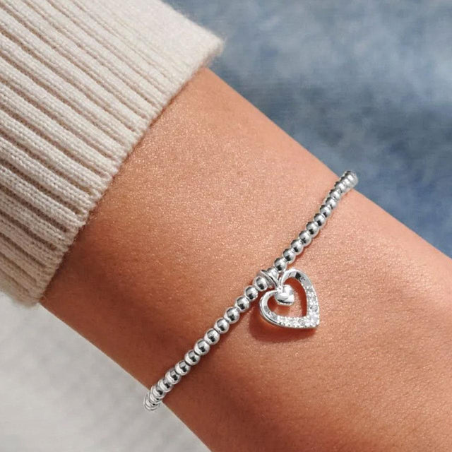 A Little Happy Mother's Day Heart Charm Bracelet on Model