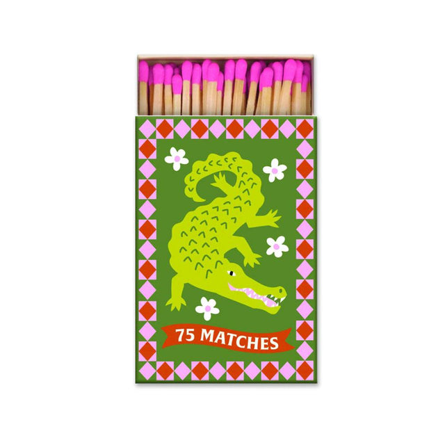 Pink Crocodile Matches Box Close Up