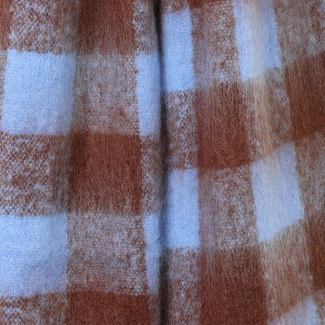 Brown and Blue Cosy Check Scarf