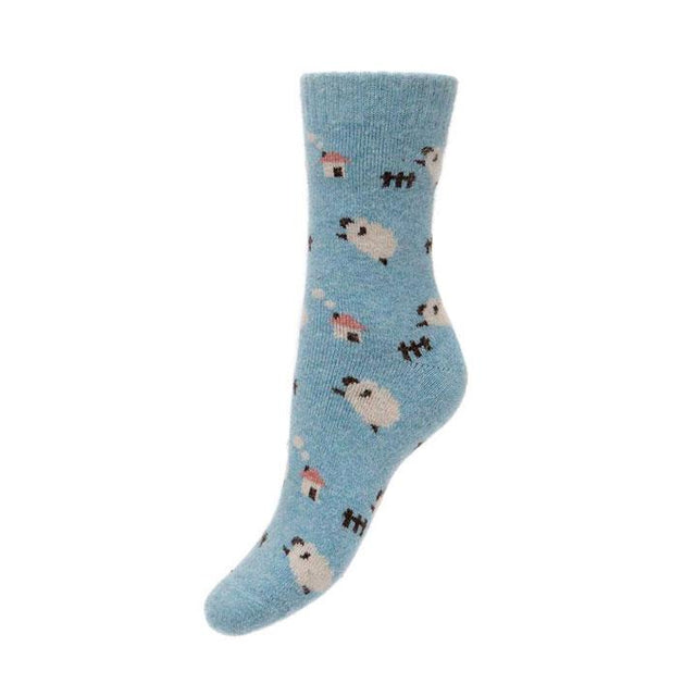 Light Blue Multiple Sheep Wool Blend Women's Socks