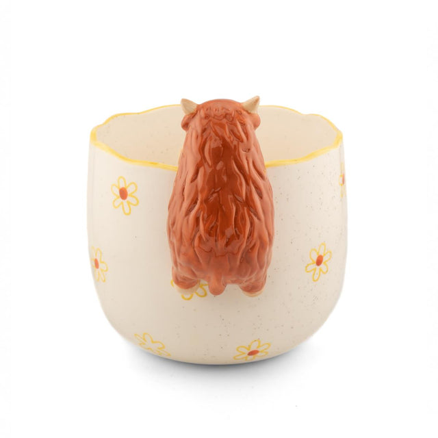 Peeking Highland Cow Planter Back Facing