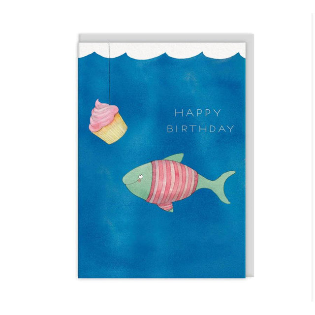 Cupcake Fish Birthday Card