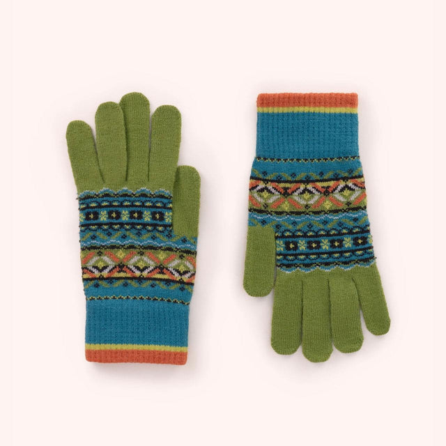 Teal Fairisle Gloves
