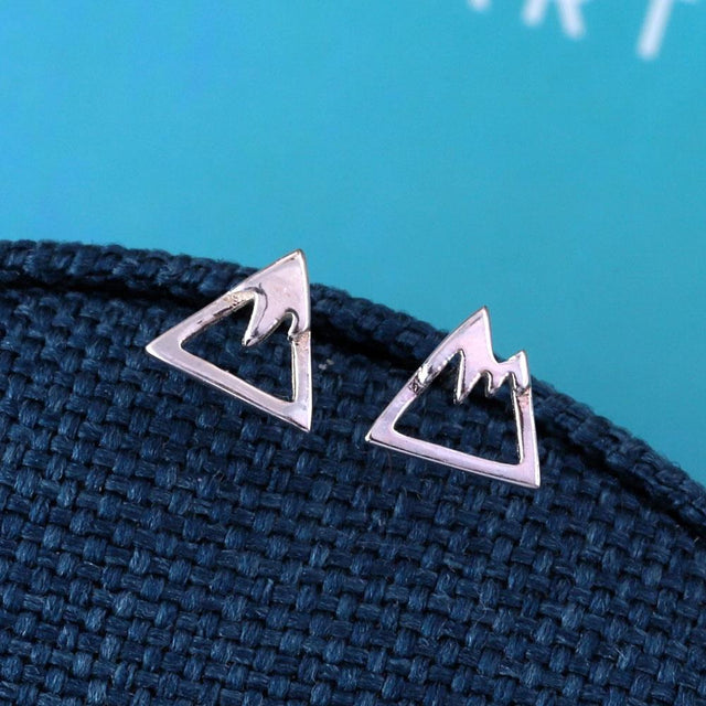 The Wanderer Mountain Earrings in Silver Close Up