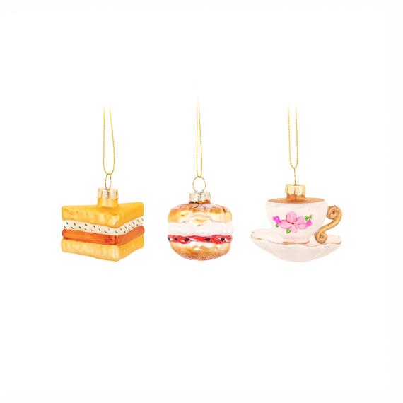 Afternoon Tea Glass Hanging Decoration - Set of 3