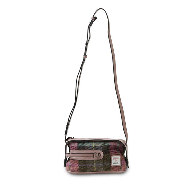 Pink and Green Tartan Harris Tweed Harley Crossbody Bag Full View
