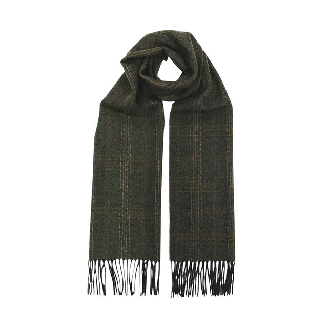 Green Herringbone Wool Scarf