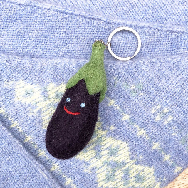Aubergine Felt Keyring