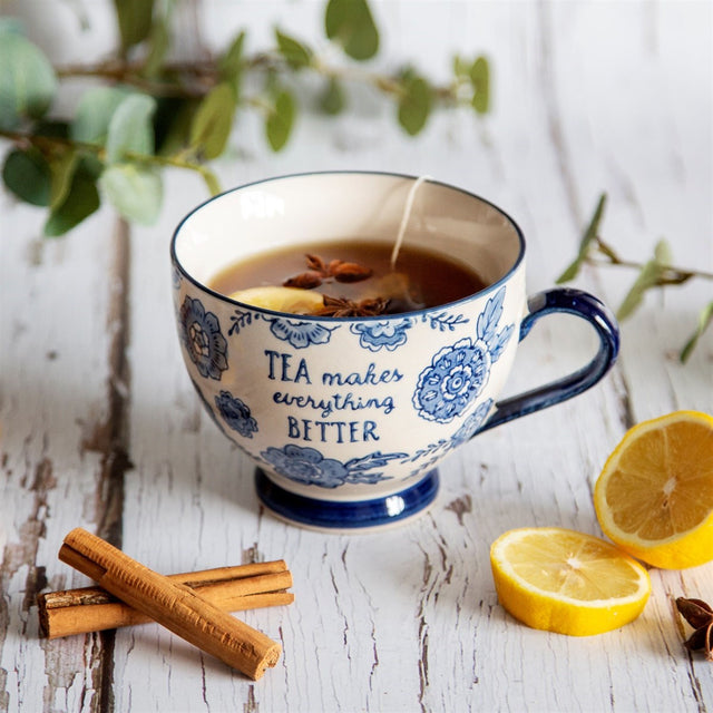 Sass and Belle Blue Willow Floral Mug