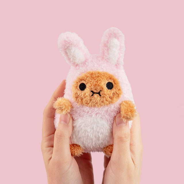 Pink Rabbit Ricespud Mini Sitting Plush in Situ