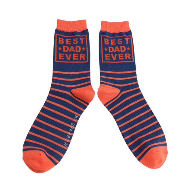 Best Dad Ever Men's Socks in Matchbox Close Up