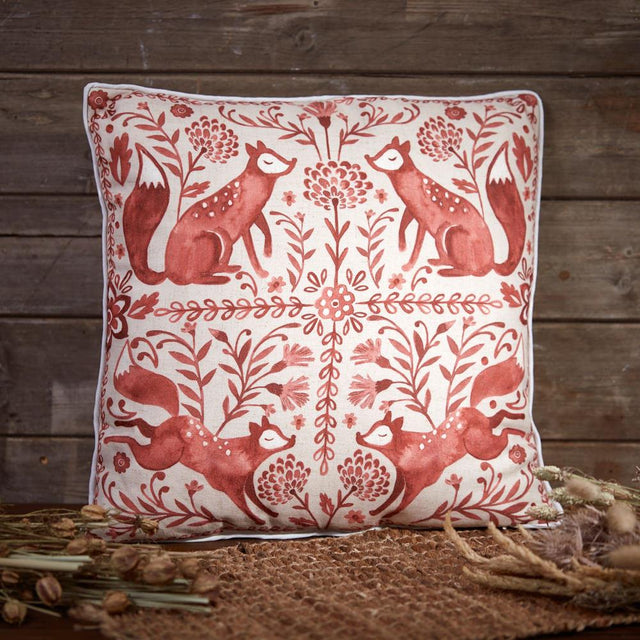 Folk Fox Print Cushion
