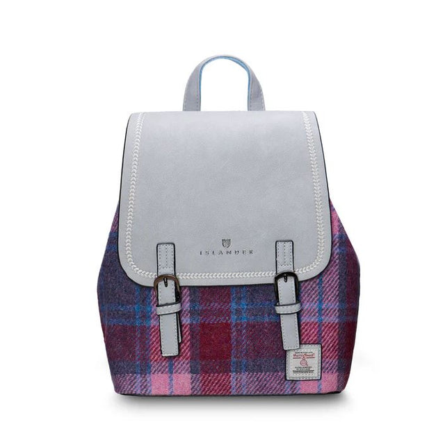 Pink and Blue Tartan The Jura Harris Tweed Backpack