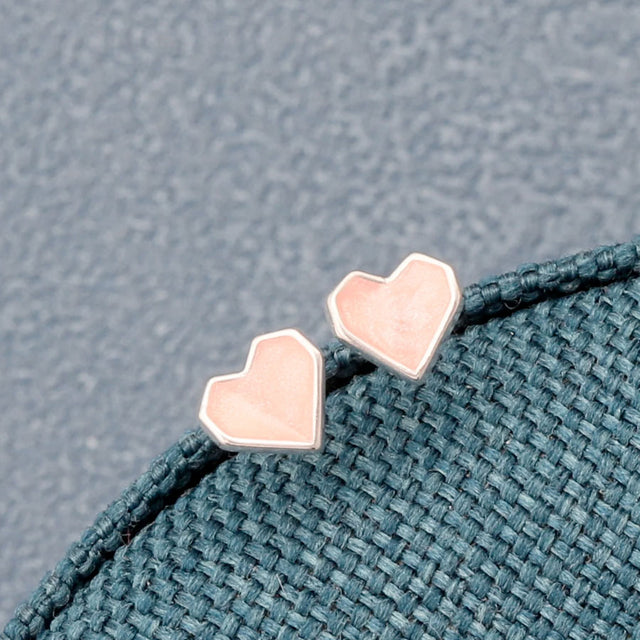Attic Creations Soulmates Origami Heart Earrings in Silver Close Up