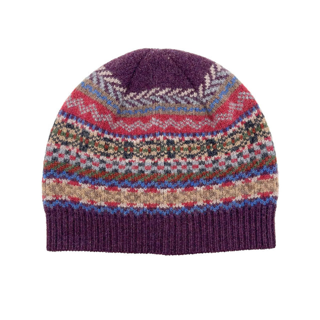 Oxblood Fairisle Lambswool Beanie Hat
