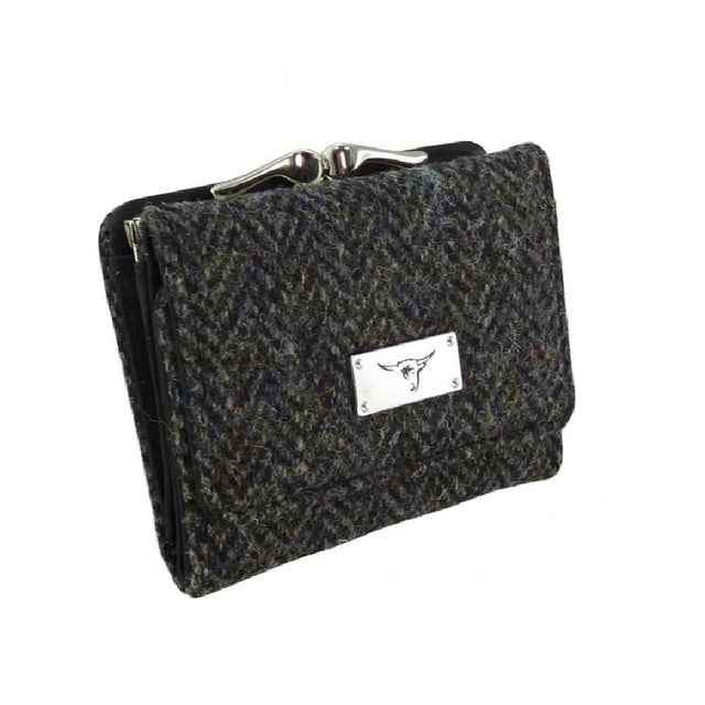Harris Tweed Unst Purse in Charcoal Herringbone