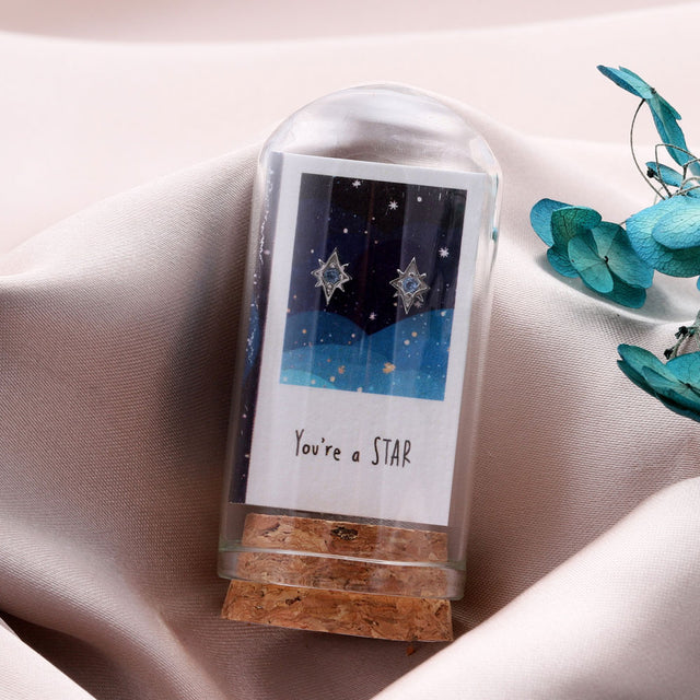 You're a Star Blue Crystal Stud Earrings in Silver