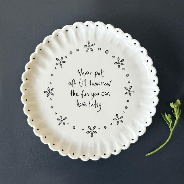 Never Put Off Till Scallop Porcelain Coaster