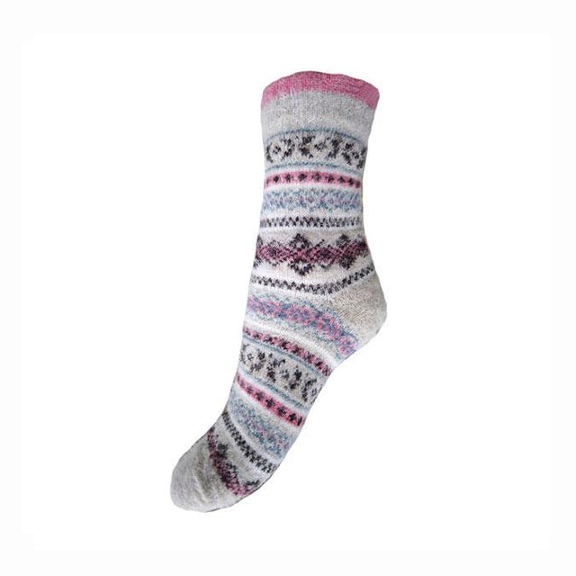 Pink, Grey & Blue Pattern Women's Socks