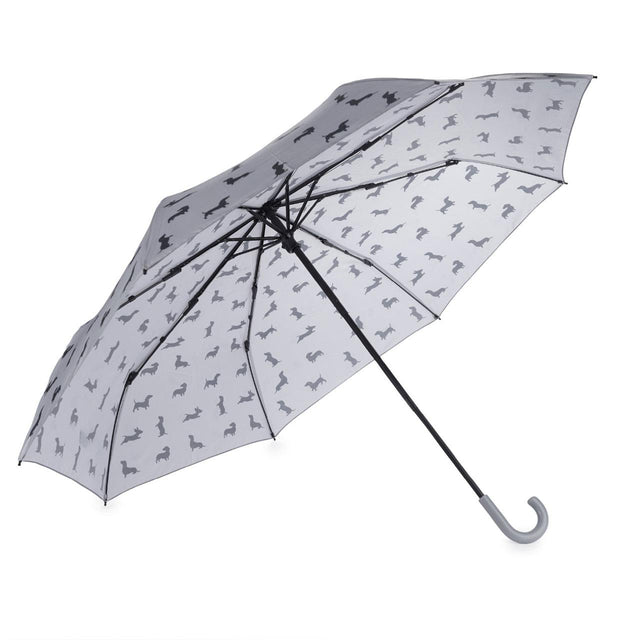 Grey Sausage Dog Umbrella Full View