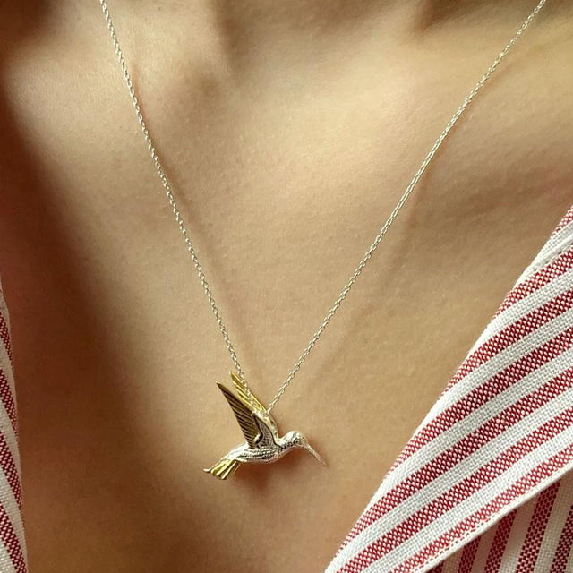 Reeves and Reeves Gold and Silver Hummingbird Pendant Necklace