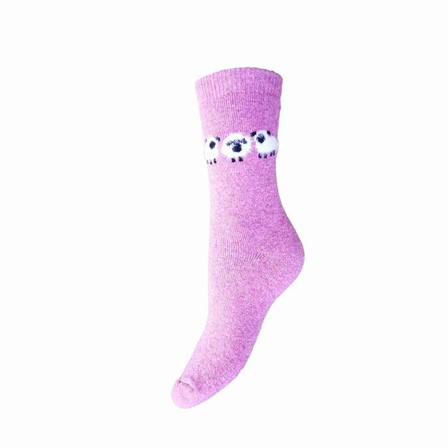 Dark Pink Fluffy Black & White Sheep Trio Women's Socks