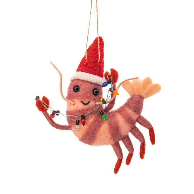 Christmas Party Prawn Felt Hanging Decoration