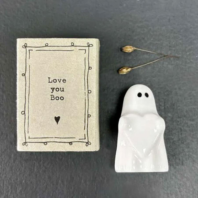 East of India Love You Boo Ghost Matchbox Porcelain Decoration
