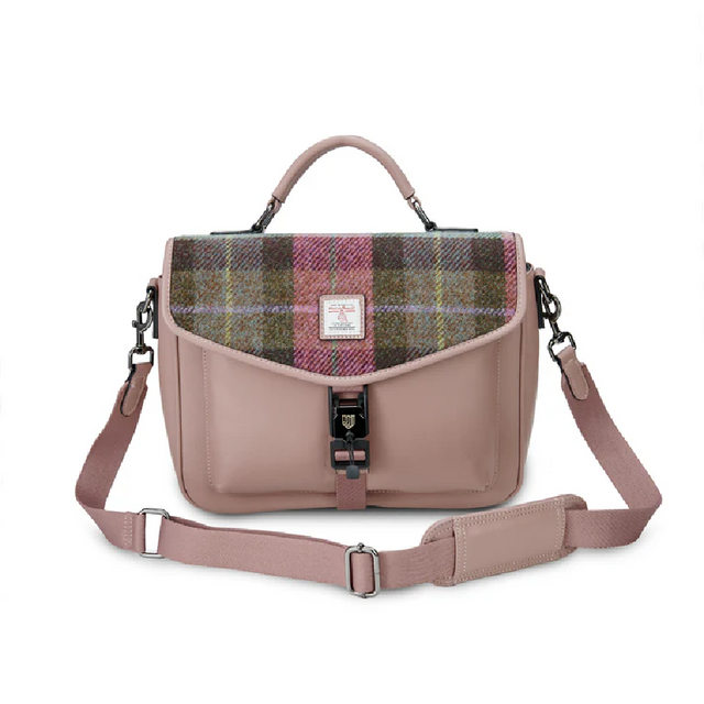 Pink and Green Tartan Harris Tweed Mini Laptop Bag