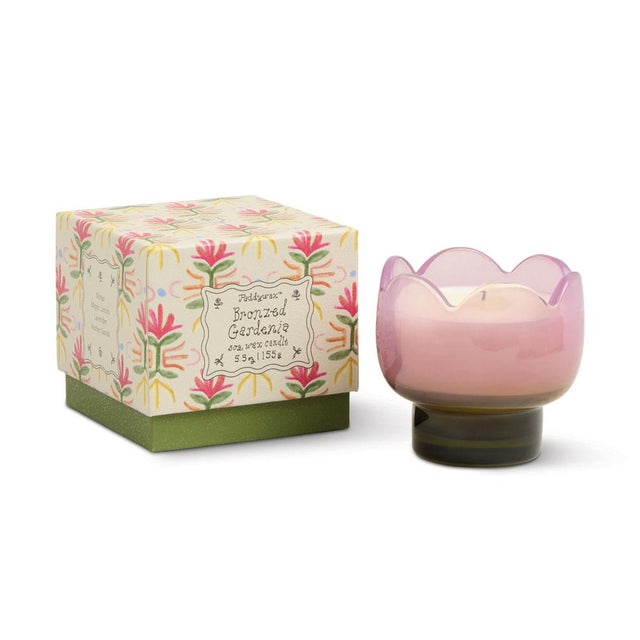 Bronzed Gardenia Tulip Glass Candle Close Up
