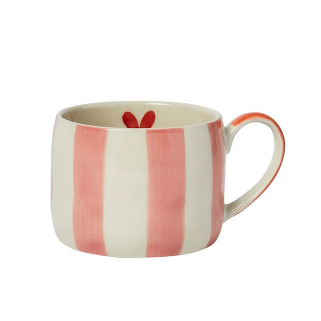 Stripes and Heart Stoneware Mug
