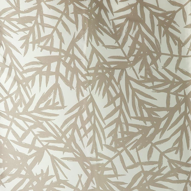 Muted Camel and Ecru Bamboo Leaf Print Scarf Close Up