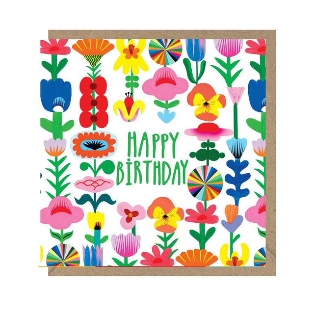 Rainbow Flowers Birthday Card
