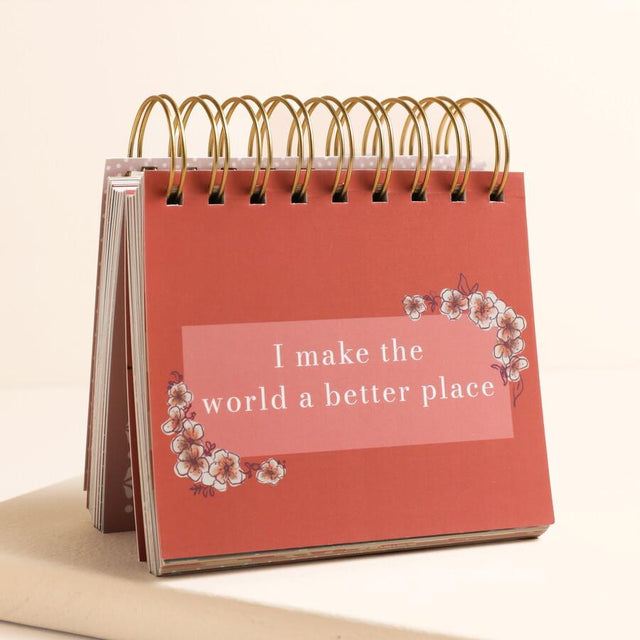 Blue Wildflower Print Affirmations Desktop Flip Chart Detail