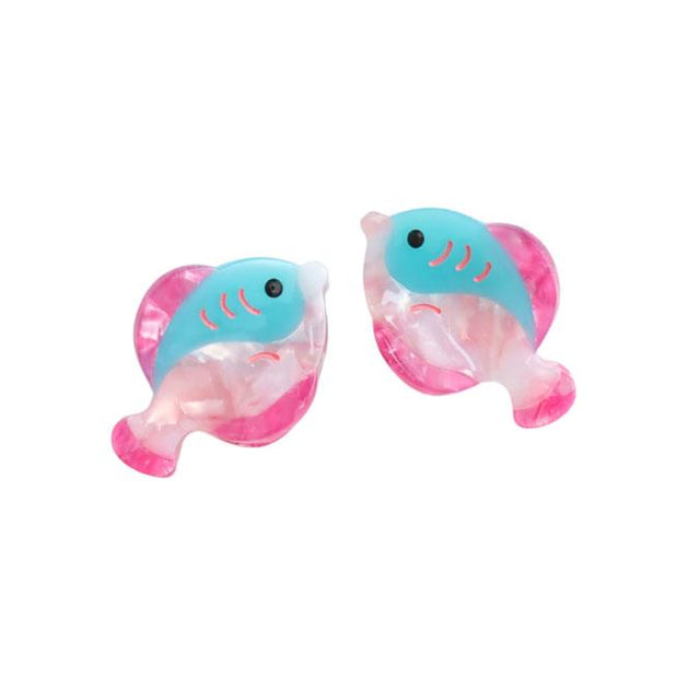 Mini Blue and Pink Fish Hair Clips