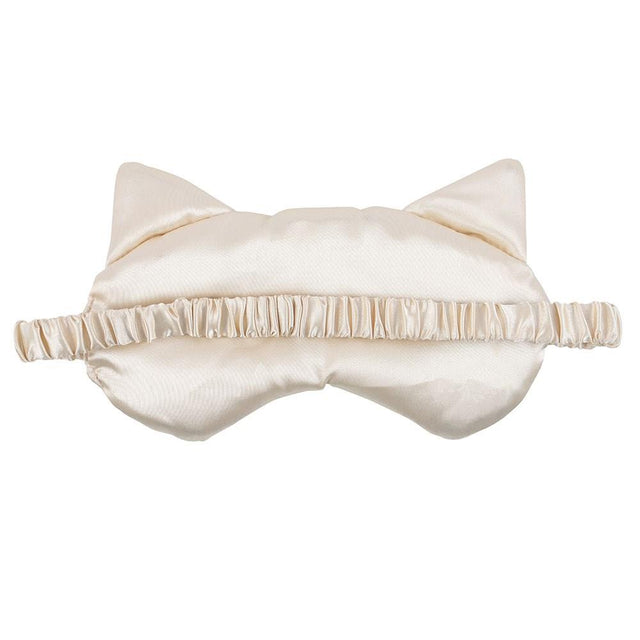 White Cat Satin Eye Mask Back Facing