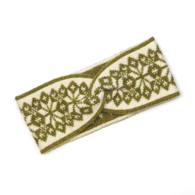 Olive & Cream Mix Scandi Star Flower Headband Close Up