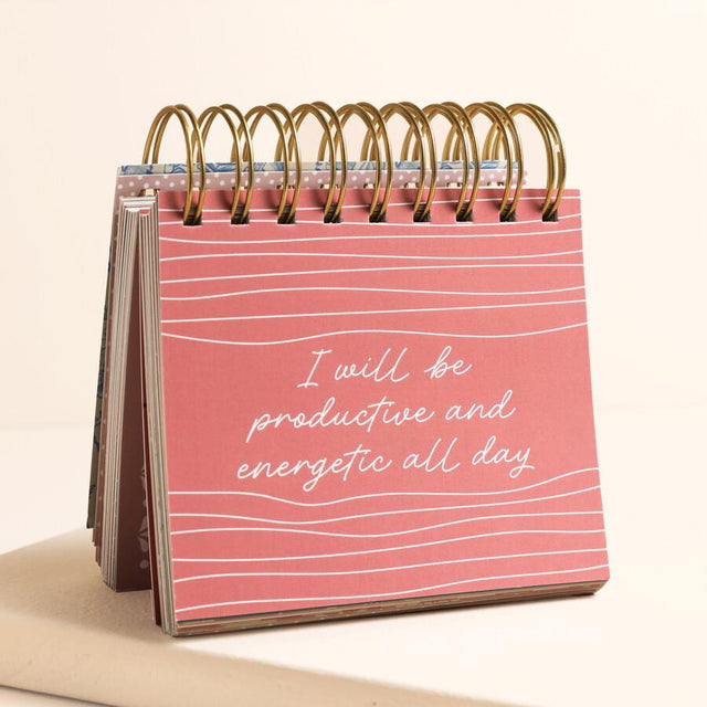 Blue Wildflower Print Affirmations Desktop Flip Chart Close Up