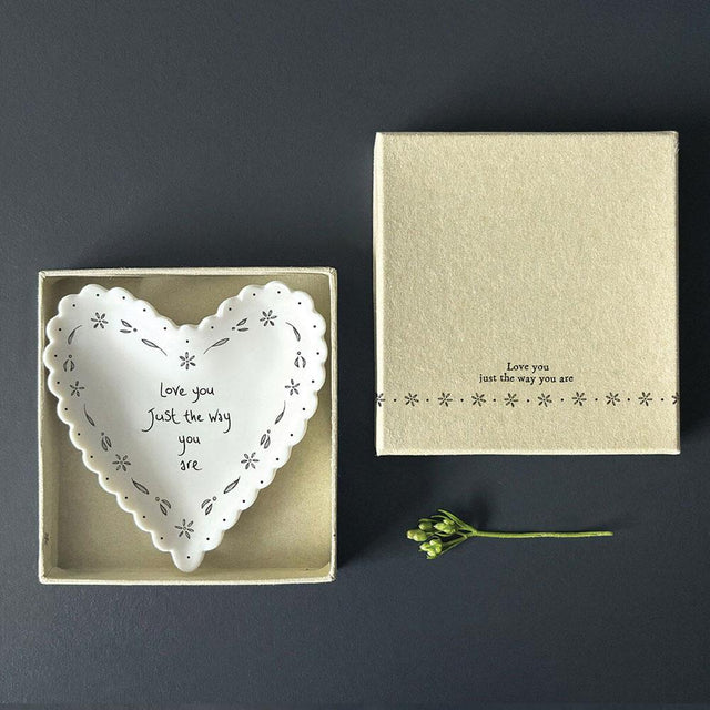 Love You Just Scallop Porcelain Heart Dish with Gift Box