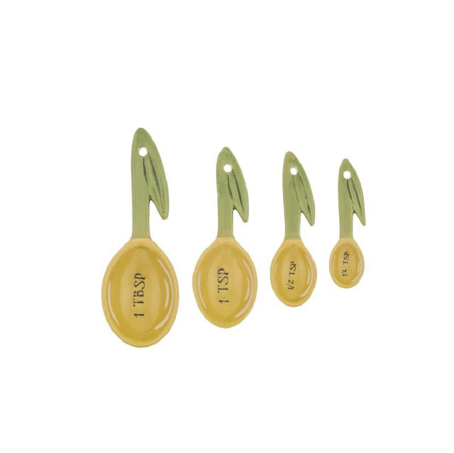 Olive Measuring Spoons Close Up